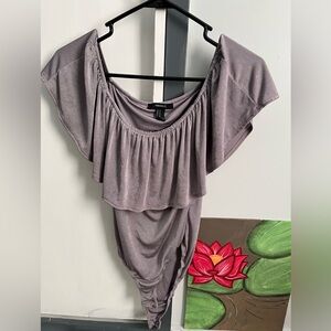 Silvery off the shoulder bodysuit